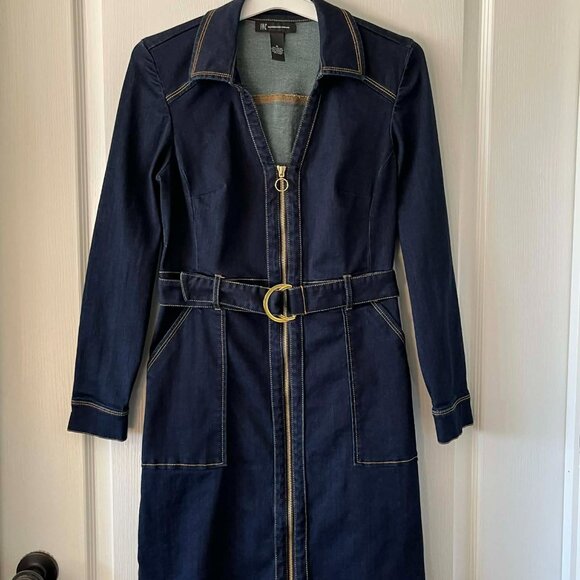 INC Internatinal Concepts Belted Denim Shirtdress Women's size 6 - Picture 3 of 6